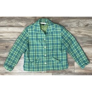 Jessica Holbrook Linen Blend‎ Jacket Womens Size 10 Plaid Blazer 4 Button Lined